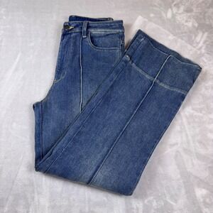 Miou Muse Womens High Rise Wide Leg Seam Detail Jeans Medium Wash Blue Size S